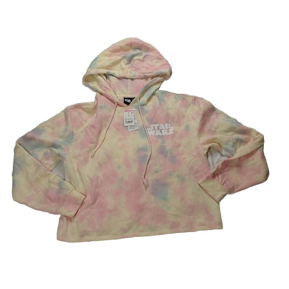Star Wars Hoodie Junior's M Pink Tie Dye Graphic Logo Long Sleeve Pullover